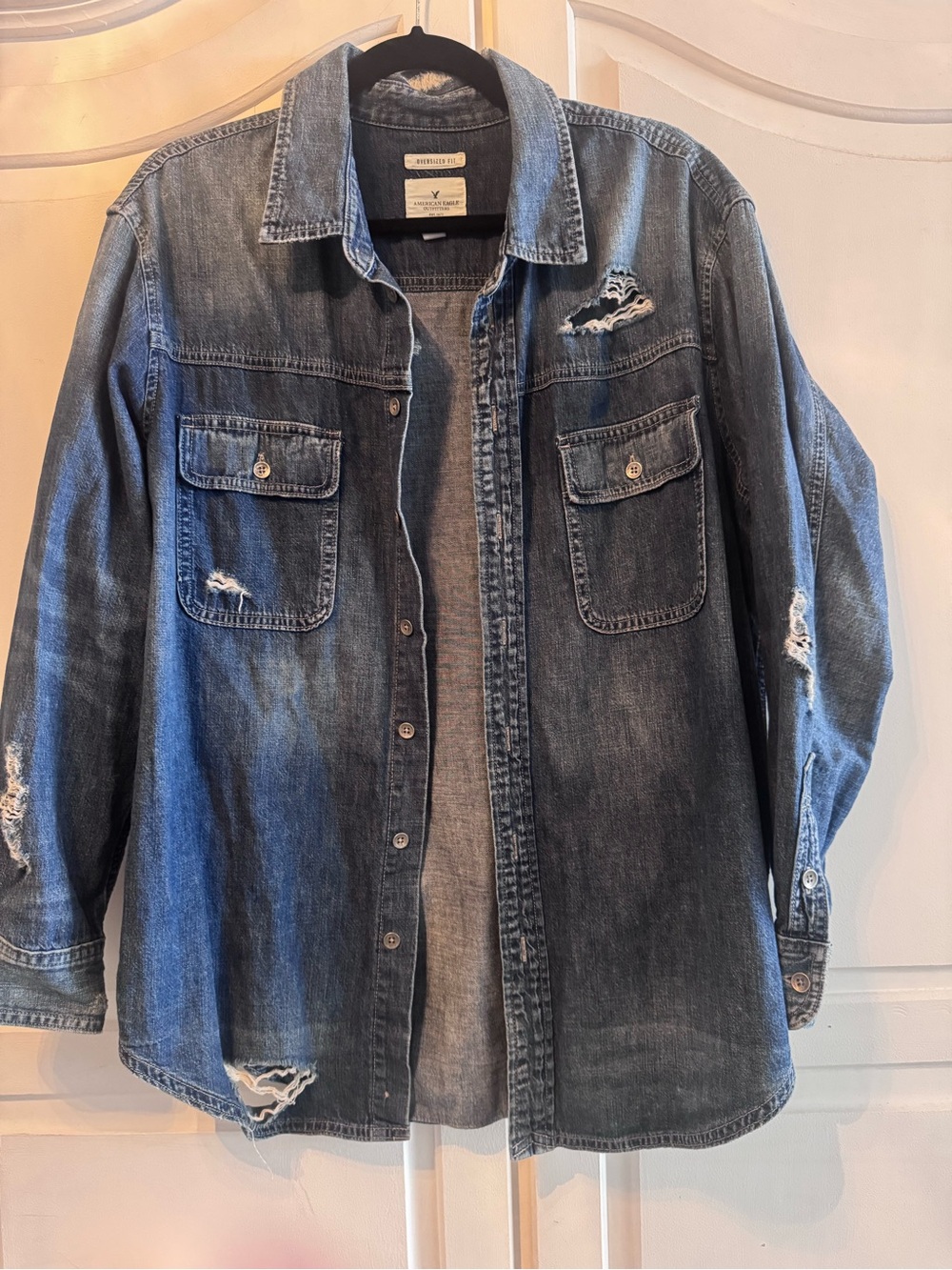 American Eagle Outfitters Denim Shirt - Dark Blue